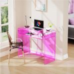 Şeffaf Pembe Akrilik Pleksi Yeni Nesil Çalışma Masası Sehpa Dresuar Konsol Ev Ofis (Çoklu Renk Seçenekli/MONTAJLIDIR) - 75 x 40 cm, h: 70