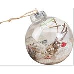 Şeffaf Plastik Kırılmaz Noel Topu, Doldurulabilir Süs, Çam İğneli ve Çuval Bezi Kurdeleli, 8 cm, 1 Adet