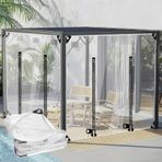 Şeffaf PVC branda perde, fermuarlı kapılı, pergola çardak, veranda, veranda, su geçirmez, şeffaf branda, yan paneller, grometli, hava koşullarına dayanıklı muşamba örtüsü, 4,5 x 2,4 m (4,5 x 2,4 m)