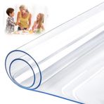 Şeffaf PVC Masa Koruyucu - Su Geçirmez Yumuşak Cam Kapak 2 mm Kalın Şeffaf 120 x 180 cm - Yemek Mutfak ve Ofis Kullanımı için Masa Örtüsü