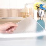 Şeffaf PVC Masa Örtüsü 1 mm Kalın Şeffaf Masa Koruyucu Cam Masalar için Kolay Temizlenebilir Yuvarlak Köşeler 120x250 cm (47x98 inç) Yemek ve Mutfak için Masa Örtüsü Koruyucu