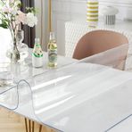 Şeffaf PVC Masa Örtüsü, Su Geçirmez 1 mm Kalın Muşamba, Yıkanabilir Yemek Odası ve Ofis Örtüsü, 90x170 cm, Yumuşak Taş Baskı, Ev ve Salon Kullanımı için Mükemmel