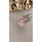 Şeffaf Renkli Pembe Glitter Süsleme Güvercin Şekil Gümüş Aksesuarlı Epoksi Küpe El Yapımı Hediyelik