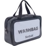 Şeffaf Seyahat Makyaj Çantası Büyük Boy Washbag Siyah