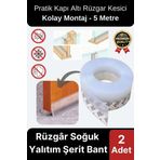 Şeffaf Silikon Rüzgâr Soğuk Böcek Engelleme Cam Kapı Pencere İzolasyon Yalıtım Şerit Bant 5mt 2 Adet