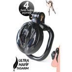 Şeffaf Sissy Chastity Cage Bekaret Kafesi Transparan Ayarlanabilir Halkalı Penis Kilidi (Siyah 2)