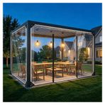Şeffaf tenteler ağır hizmet tipi su geçirmez, Fermuarlı Su Geçirmez Dış Mekan Şeffaf Perde, Gazebo Pergola Veranda Sundurma Carport Şeffaf Yan Paneller, UV Korumalı Branda(H2.2xW4.5m/H7.2xW14.7ft)
