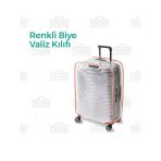 Şeffaf Valiz Ve Bavul Koruyucu Kılıf Renkli Biye Turuncu