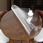 Şeffaf Yuvarlak Masa Örtüsü Koruyucu - 36/42/48" Kahve ve Yemek Masaları için 2,5 mm Kalın Silinebilir Plastik Masa Örtüsü - Suya Dayanıklı Çizilmeye Dayanıklı (Şeffaf 85 cm)