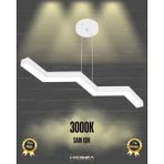 Sega (Beyaz Kasa, Sarı Işık) Ledli Modern Sarkıt Linear LED Avize Salon Mutfak Oturma Odası Yatak Odası Antre Hol LED