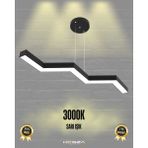 Sega (Siyah Kasa, Sarı Işık) Ledli Modern Sarkıt Linear LED Avize Salon Mutfak Oturma Odası Yatak Odası Antre Hol LED