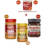Segella Karamelize Bisküvi Ez, %100 Fıstık Ezm, Çilekli Mey. Parçacıklı Fındık Kreması 350gr x 3 Adet ve 1 Adet 50Gr Grisini Kakaolu Fındık Kreması HEDİYE - 1,05 kg