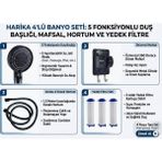 Segy Home 4'lü Set Siyah 5 Kademeli Filtreli Masajlı Duş Başlığı +3 Adet Yedek Filitre+ 150 cm Duş Hortumu + Yapışkanlı Askı Aparatı - Mat Siyah