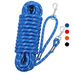 Segzwlor Uzun Köpek Tasması - 30 ft, 50ft Yansıtıcı Eğitim Ağır Hizmet Halatı Köpek Tasması - Yürüyüş, Avcılık, Kamp, Koşma vb. için Naylon Köpek Kurşun Kontrol Kordonu Küçük, Orta, Büyük Köpekler