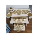 SEHARA 1 Adet 70x26 Runner, 2 Adet 29x38cm Zigon Sehpa Örtüsü/suni Deri Işıltılı Sehpa Seti/3 Parça/altın