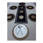 SEHARA 6 Amerikan Servis/1 Runner/ranır/kadife/7 Parça Yemek Sunum Takımı/siyah Gold