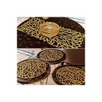 SEHARA Gold 1 Adet Orta Sehpa Runnerı (70X33CM)/3 Adet Zigon Örtüsü(33CM)/ışıltılı Suni Deri/4 Parça/