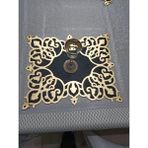 Sehara Home Amerikan Servis/1 Adet/ Üzeri Varaklı Deri Işlemeli KADİFE/40X32CM /Siyah Kadife Üzeri Gold Varaklı Deri - 32 x 40 cm - Siyah - Altın