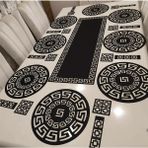 Sehara Runner - Amerikan Servis - 8 Kişilik Takım - 25 Parça - Suni Deri - 33 x 100 cm - Siyah