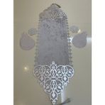 Sehara Runner - Masa Örtüsü - Kadife - 5 Parça (4 Parça Kahve Sunumluğu) - 100 x 30 cm - Gümüş