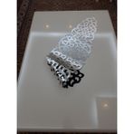 Sehara Runner - Masa Örtüsü - Sehpa Örtüsü - Suni Deri - 4 Parça Kahve Snumluğuyla Birlikte 5 Parça - 32 x 98 cm - Gümüş