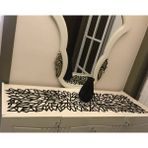 Sehara Runner - Masa Örtüsü - Sehpa Örtüsü - Suni Deri - 4 Parça Kahve Sunumluğu - 32 x 100 cm - Siyah