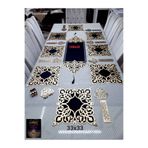 SEHARA Runner/Amerikan Servis/25 Parça/8 Kişilik/Yemek Sunum Takımı/Siyah Kadife üzeri Varaklı gold
