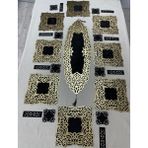 Sehara Sehara/kadife 8 Kişilik Yemek Sunum Takımı/amerikan Servis/runner/ - 33 x 100 cm - Gold - Siyah
