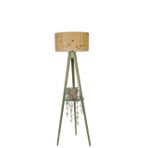 Sehbalı Tripod Yeşil Lambader Silindir Bambu Sıfır İki Abajurlu