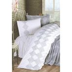 Seher 4 Parça Nakışlı Pike Takımı 240X260 Gri