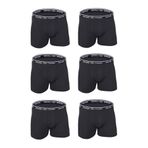 Seher Erkek Boxer, 6'lı Paket, Likralı Elastan, Siyah, L Beden