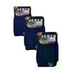 Seher SHR4401 Yildiz 3'lü Erkek Penye Boxer-Lacivert-S