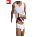 Seher Yıldız Erkek Beyaz 12'Li Paket %100 Pamuk Klasik Erkek Atlet & Slip Külot Takım TRNT30462