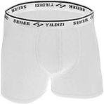 Seher Yıldızı Erkek Beyaz-Gri Pamuklu Boxer – Rahat ve Esnek Iç Giyim - 0-Beyaz