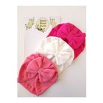 SeherBebeButik Kız Bebek & Çocuk Renkli Fiyonklu Bone 3Lü Set
