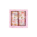 Şehir Online Mağazacılık Pembe Broken Flowers 12'li Washi Tape Seti - Romantik Çiçek Desenli Dekoratif Kağıt Bant