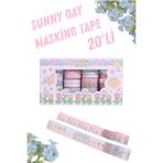 Şehir Online Mağazacılık Sunny Day 20'li Desenli Maskeleme Bandı Seti - Çiçek Temalı Washi Tape Dekorasyon Seti