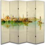 Şehir Temalı Özel Tasarım Paravan Room Divider 180 x 200 cm - 197 x 200 - Renkli