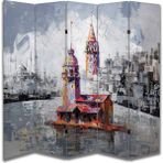 Şehir Temalı Özel Tasarım Paravan Room Divider 180 x 200 cm - 203 x 200 - Renkli