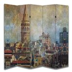 Şehir Temalı Özel Tasarım Paravan Room Divider 180 x 200 cm