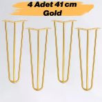 Sehpa Masa Ayağı 41 Cm Gold Altın Metal Dayanıklı Mobilya Destek Yükseltici Ayak Modeli 4'Lü Set