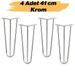 Sehpa Masa Ayağı 41 Cm Krom Gümüş Metal Tekli Dayanıklı Mobilya Destek Yükseltici Ayak Modeli 4 Adet