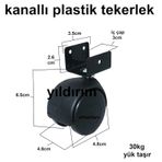 Sehpa Tekerlek Masa Teker Kanallı Küçük Boy Plastik Siyah Tekerle