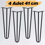 Sehpa Ve Masa Ayağı 41 Cm Dayanıklı Mobilya Destek Ayağı Yükseltici Ayak Modeli Siyah Metal 4'Lü Set