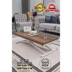 SEHPAM AKILLI Akıllı Sehpa Home Üst Tabla Mdf Barok Koyu Ceviz Alt Mekanizma Beyaz Renk