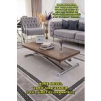 SEHPAM AKILLI Akıllı Sehpa Home Üst Tabla Mdf Barok Koyu Ceviz Alt Mekanizma Krom Kaplama
