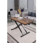 SEHPAM AKILLI Akıllı Sehpa Home Üst Tabla Mdf Barok Koyu Ceviz Oval Köşe Alt Mekanizma Siyah Renk