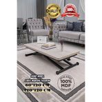 SEHPAM AKILLI Akıllı Sehpa Home Üst Tabla Mdf Lizbon Oval Köşe Alt Mekanizma Siyah Renk