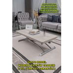 SEHPAM AKILLI Akıllı Sehpa Juppo Üst Tabla Mdf Lizbon Oval Köşe Alt Ayak Krom Kaplama Dışa Kıvrım