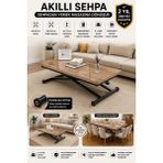 Sehpam Akıllı Home Üst Tabla Mdf Antiklayt Oval Köşe Alt Ayak Siyah